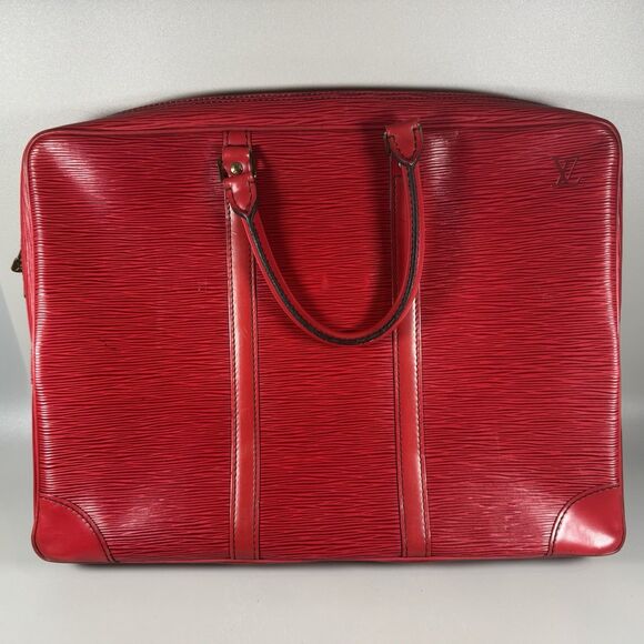 LOUIS VUITTON Porte-Documents Voyage Red Epi Leather Briefcase Bag - Picture 3 of 13